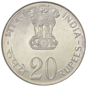 reverse: ESTERE - INDIA - Repubblica  - 20 Rupie 1973 Kr. 240  AG. qFDC