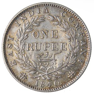 reverse: ESTERE - INDIA BRITANNICA - Vittoria (1837-1901) - Rupia 1840 Kr. 457.1  AG  Abilmente lavata. BB