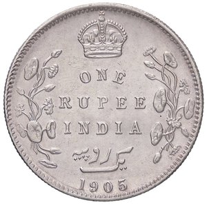 reverse: ESTERE - INDIA BRITANNICA - Edoardo VII (1901-1910) - Rupia 1905 Kr. 508  AG. BB-SPL