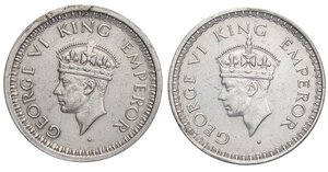 obverse: ESTERE - INDIA BRITANNICA - Giorgio VI (1936-1952) - Rupia 1943 e 1944 Kr. 557  AG 2 monete. BB+÷SPL