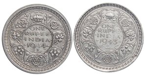 reverse: ESTERE - INDIA BRITANNICA - Giorgio VI (1936-1952) - Rupia 1943 e 1944 Kr. 557  AG 2 monete. BB+÷SPL