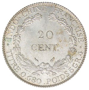 reverse: ESTERE - INDOCINA FRANCESE - Terza Repubblica (1870-1940) - 20 Cents 1937 Kr. 17.2  AG. qFDC