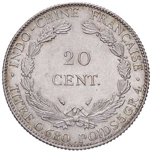 reverse: ESTERE - INDOCINA FRANCESE - Terza Repubblica (1870-1940) - 20 Cents 1937 Kr. 17.2  AG. SPL+