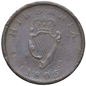 reverse: ESTERE - IRLANDA - Giorgio III (1760-1820) - Mezzo penny 1805 Kr. 147  CU. qBB