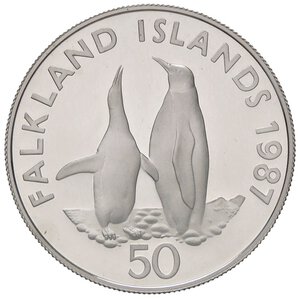 reverse: ESTERE - ISOLE FALKLAND - Elisabetta II (1952-2022) - 50 Pence 1987 Kr. 25a  AG. FS