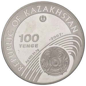 obverse: ESTERE - KAZAKISTAN - Repubblica  - 100 Tenge 2007   AG  Segnetti. FS