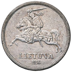 reverse: ESTERE - LITUANIA - Repubblica  - 5 Litai 1936 Kr. 82  AG. BB+