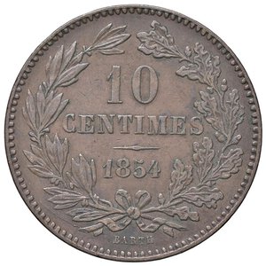 reverse: ESTERE - LUSSEMBURGO - Guglielmo III (1849-1890) - 10 Centimes 1854 A Kr. 23.1  CU. BB