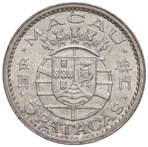 obverse: ESTERE - MACAO  - 5 Patacas 1952 Kr. 5  AG. qFDC