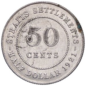 reverse: ESTERE - MALESIA - STRAITS SETTLEMENTS - Giorgio V (1910-1936) - 50 Cents 1921 Kr. 35.1  AG. bello SPL