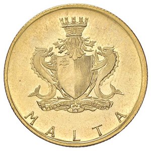 obverse: ESTERE - MALTA - Repubblica  - 5 Liri 1972 Kr. 15  (AU g. 3). qFDC