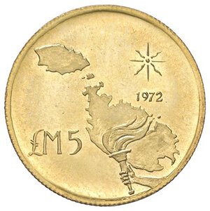 reverse: ESTERE - MALTA - Repubblica  - 5 Liri 1972 Kr. 15  (AU g. 3). qFDC