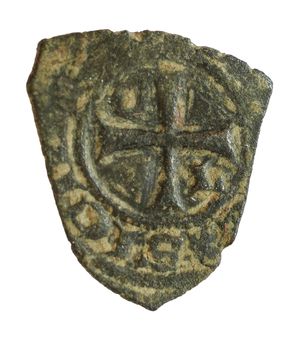 reverse: Federico IV D Aragona detto il semplice (1355-1377). Messina. Denaro MI gr. 0,66. R/ sigle D ed L rispettivamente nel 1° e 4° quadrante. Spahr, manca; DBS (D Andrea, Bonanno, Santone), manca. Inedito? BB