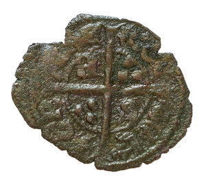 reverse: Federico IV D Aragona detto il semplice (1355-1377). 1376-1377. Messina o Sciacca. Denaro MI gr. 0,67. Spahr, 250; DBS (D Andrea, Bonanno, Santone), 228. Raro. BB+