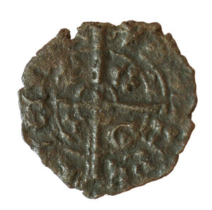 reverse: Federico IV D Aragona detto il semplice (1355-1377). 1376-1377. Messina o Sciacca. Denaro MI gr. 0,47. Spahr, 251; DBS (D Andrea, Bonanno, Santone), 229. Raro. BB