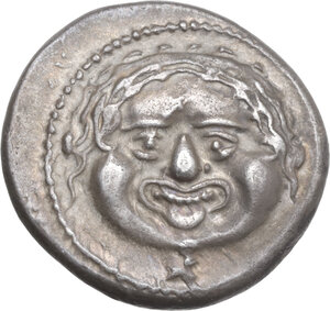 obverse: Etruria, Populonia. AR 10 Units. First Metus Group, c. 425-400 BC