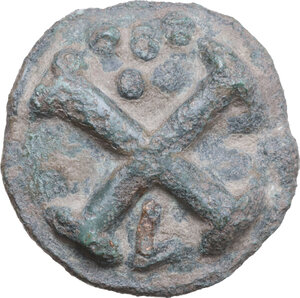 reverse: Northern Apulia, Luceria.  Light series.. AE Cast Quincunx, c. 217-212 BC