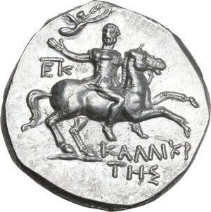 obverse: Southern Apulia, Tarentum. AR Nomos, c. 240-228 BC. Kallikrates magistrate