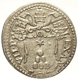 obverse: Alessandro VII (1655-1667). ROMA. Grosso. Munt. 23. B. 1908. AG gr. 1,43 qSPL