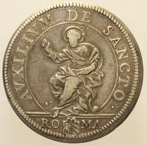 obverse: Clemente IX (1667-1669). ROMA. Testone. Munt. 5. R. AG 9,36 g.. BB/qBB