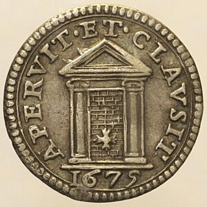 obverse: Clemente X (1670 - 1676). ROMA. Mezzo grosso 1675 Munt. 46. Rara. AG. 0,69 g. BB+