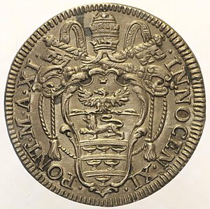 reverse: Innocenzo XI (1676 - 1689). ROMA. Giulio 1686 Munt. 163. AG. 3 g. SPL