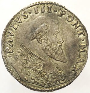 obverse: PAOLO III (1534-1549). BOLOGNA Bianco. Diritto. Busto del Pontefice Rovescio. Leone con vessillo. MIR 905/1 Munt. 100. R Bellissima patina Ag g 5,5 SPL