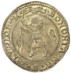 reverse: PAOLO III (1534-1549). BOLOGNA Bianco. Diritto. Busto del Pontefice Rovescio. Leone con vessillo. MIR 905/1 Munt. 100. R Bellissima patina Ag g 5,5 SPL