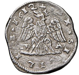 reverse: MESSINA - FILIPPO III (1598-1621) - 4 tarì 1612
Argento - 10,50 gr.
Argento - 10,50 gr.
Dritto: Busto, drappeggiato e corazzato a destra, con colletto alla spagnola; - Rovescio: Aquila coronata, con ali spiegate;
MIR 345/7
Usuali irregolarità di tondello.
BB