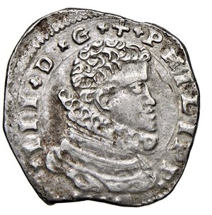 obverse: MESSINA - FILIPPO III (1598-1621) - 4 tarì 1619, IP
Argento - 10,26 gr.
Dritto: Busto, drappeggiato e corazzato a destra, con colletto alla spagnola; - Rovescio: Aquila coronata, con ali spiegate;
MIR 345/16
Usuali irregolarità di tondello.
Buon m.BB