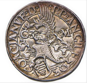 reverse: MILANO - GALEAZZO MARIA SFORZA (1468-1476) - Testone
Argento - 9,70 gr. - Diam. 28,2 mm.
Dritto: Busto corazzato del Duca Galeazzo. - Rovescio: Scudo inclinato sormontato da elmo con cimiero del drago; nel campo tizzoni ardenti e secchie. 
MIR 201/2  Crippa 6/a
Usuali debolezze di conio ma esemplare di notevole freschezza d aspetto.
Bello SPL