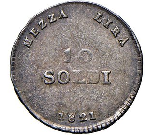 reverse: FIRENZE - FERDINANDO III (1791-1824) - 10 soldi da 1/2 lira, 1821
Argento - 1,90 gr.
Dritto: Stemma coronato su croce di S. Stefano; - Rovescio: Iscrizione
Gigante 49
Bella patina di vecchia raccolta.
q.SPL/m.BB