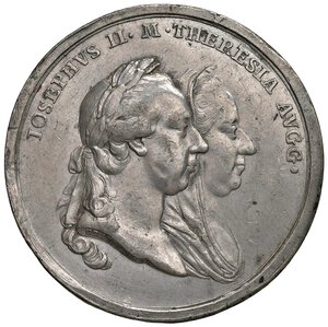 obverse: AUSTRIA Giuseppe II d Asburgo e Maria Teresa (1765-1780) Medaglia 1773 Omaggio ai reali delle regioni di Galizia e Lodomerie - Opus: J. M. Krafft, Montenuovo 2053 Peltro (g 30,20 - Ø 50 mm) R Colpetti al bordo. BB-SPL