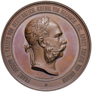 obverse: AUSTRIA Francesco Giuseppe I d Asburgo Lorena (1848-1916) Medaglia 1873 Esposizione mondiale di Vienna, allegoria I Progressi - Opus: J. Tautenhayn AE (g 143,00 - Ø 70,50 mm)  qFDC