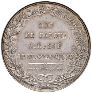 reverse: FRANCIA Napoleone I e Maria Luisa d Austria Medaglia per il matrimonio del 1812 tra il Duca di Padova e Zoe di Montesquiou, legenda tra rami di palma e olivo - Opus: Andrieu e Brenet AG (g 41,00 - Ø 40,50 mm) Hairlines.  SPL