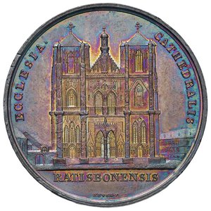 obverse: GERMANIA Medaglia 1840 Cattedrale di Ratisbona - Opus: Nevss e S. Wolfgang AG (g 16,50 - Ø 37 mm) Patina da medagliere. Segnetti di contatto al bordo. SPL