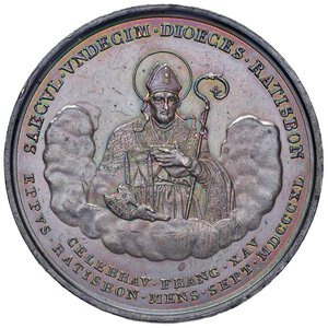 reverse: GERMANIA Medaglia 1840 Cattedrale di Ratisbona - Opus: Nevss e S. Wolfgang AG (g 16,50 - Ø 37 mm) Patina da medagliere. Segnetti di contatto al bordo. SPL