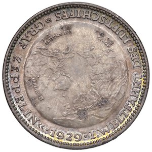 reverse: GERMANIA Repubblica di Weimar Medaglia 1929 Graf Zeppelin Giro del mondo - Opus: O. Gloeckler, Kaiser n. 511 AG (g 24,80 - Ø 36 mm)  qFDC