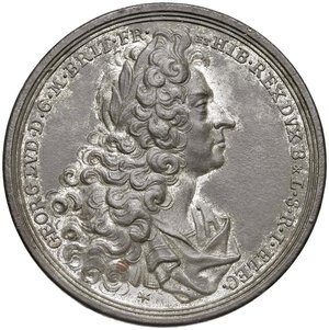 obverse: REGNO UNITO Giorgio I (1714-1727) Medaglia 1714 A ricordo dell ascesa al trono - Opus: G.W. Vestner - Eimer-464; MI-421/4 ZN (g 23,75 - Ø 44 mm) Eccezionale qualità per il materiale. SPL-FDC