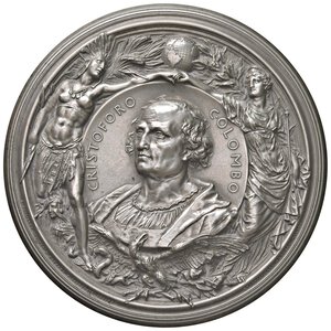 obverse: STATI UNITI Cristoforo Colombo (1451-1506) Medaglia 1892 di massimo modulo IV centenario della scoperta dell America - Opus: Luigi Pogliaghi e Angelo Cappuccio - Johnson 28 MA (g 385,00 - Ø 101,82 mm) SPL