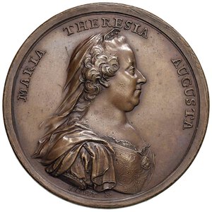 obverse: Maria Teresa d Asburgo (1740-1780) Medaglia 1770 Abolizione delle dogane e delle barriere commerciali tra le province italiane e tedesche - Opus: J. M. Krafft, Montenuovo 2021; Coll. Johnson 388 AE (g 44,70 - Ø 48,50 mm) Minimi colpetti al bordo. SPL