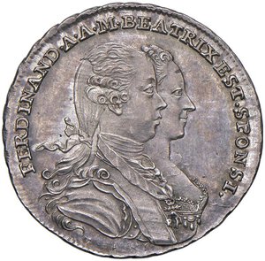 obverse: Ferdinando Carlo Antonio d Asburgo-Lorena (1754-1806) Gettone 1771 Governatore di Milano, per le nozze celebrate a Milano con la duchessa Maria Beatrice d Este - Opus: A. Wideman, Montenuovo 2035; Julius 2550 AG (g 4,00 - Ø 25 mm) Eccezionale patina e qualità. FDC