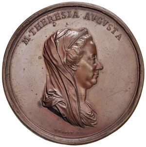 obverse: Maria Teresa d Asburgo (1740-1780) Medaglia 1777 Premio della Società Patriottica di Milano per l agricoltura e il commercio - Opus: J. M. Krafft, Coll. Johnson 391, Montenuovo 2079 AE (g 45,00 - Ø 50 mm) R Segnetti da contatto. SPL-FDC