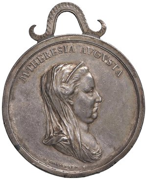 obverse: Maria Teresa d Asburgo (1740-1780) Medaglia 1778 Tempio votivo di Mesola - Opus: A. Guillemard, Coll. Johnson 318 AG (g 45,20 - Ø 50 mm) R Colpetti al bordo. Con appiccagnolo decorativo d epoca. BB-SPL