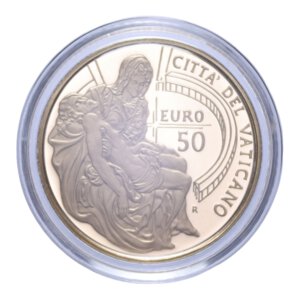 reverse: GIOVANNI PAOLO II (1978-2005) 50 EURO 2008 LA PIETA  AU. 15 GR. IN COFANETTO PROOF 