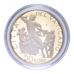 reverse: GIOVANNI PAOLO II (1978-2005) 50 EURO 2009 IL LAOCOONTE AU. 15 GR. IN COFANETTO PROOF 