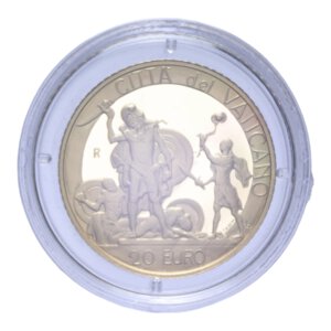 reverse: GIOVANNI PAOLO II (1978-2005) 20 EURO 2004 DAVIDE E GOLIA AU. 6 GR. IN COFANETTO PROOF 