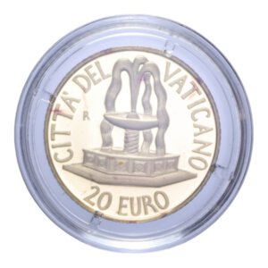 reverse: GIOVANNI PAOLO II (1978-2005) 20 EURO 2005 IL BATTESIMO AU. 6 GR. IN COFANETTO PROOF 