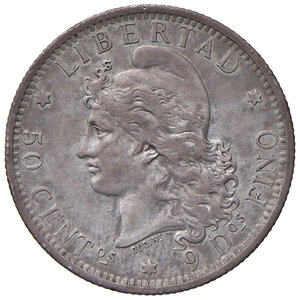 obverse: ARGENTINA. 50 Centavos 1883. AG (g 12,44). KM 28. Colpi al bordo. qSPL/SPL