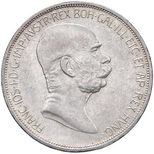 obverse: AUSTRIA. Francesco Giuseppe (1848-1916). 5 Corone 1909. AG (g 23,94). KM 2814. SPL/FDC